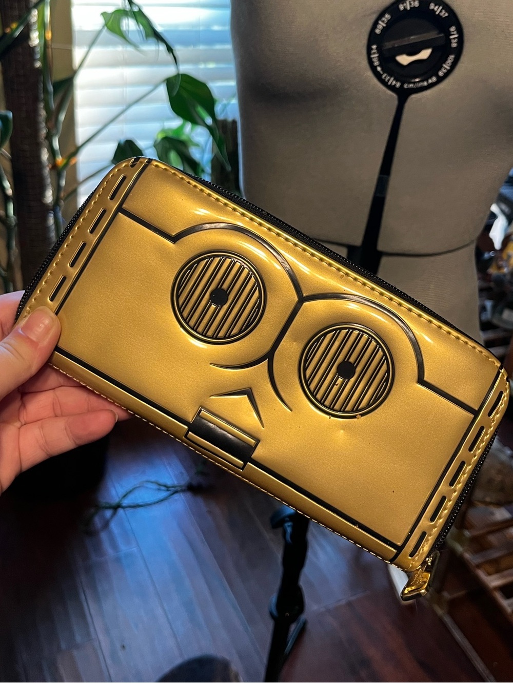 Loungefly Metallic Gold C-3PO Face Zip-Around Wallet